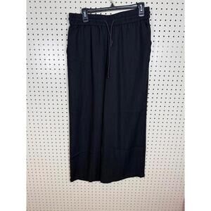 Halara Black Wide Leg Drawstring Waist Pants- womens sz Large